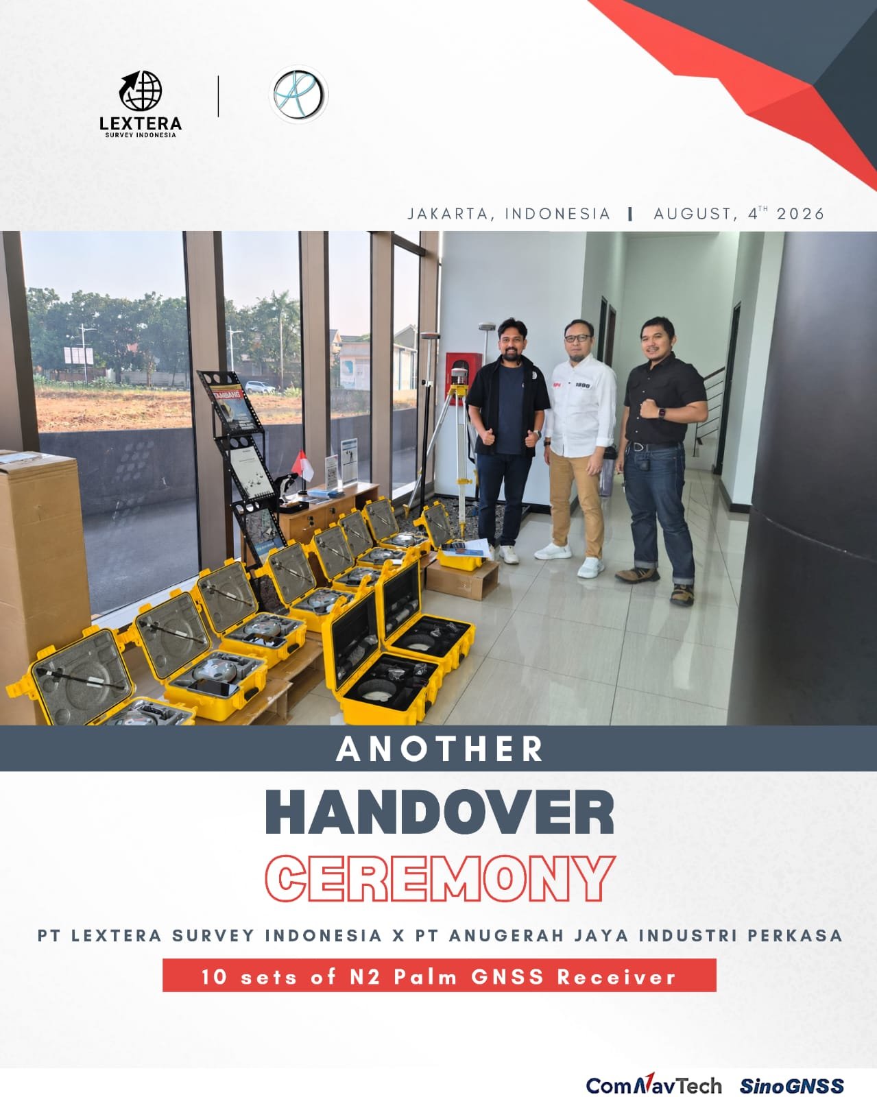 PT Lextera Survey Indonesia Hands Over 10 Sets of N2 GNSS Receivers to PT Anugrah Jaya Industri Perkasa